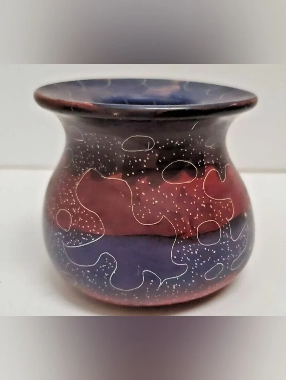 African Kisil Siapstone Mini Vase Hand Carved & Dyed by Kenyan Artisans 2.5